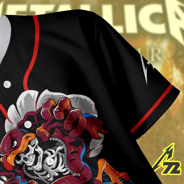 Metallica Baseball Jersey – M72 Tour Lane Stadium 2025 – Virginia Tech Edition – Enter Sandman Game Night