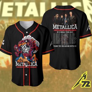 Metallica Baseball Jersey – M72 Tour Lane Stadium 2025 – Virginia Tech Edition – Enter Sandman Game Night