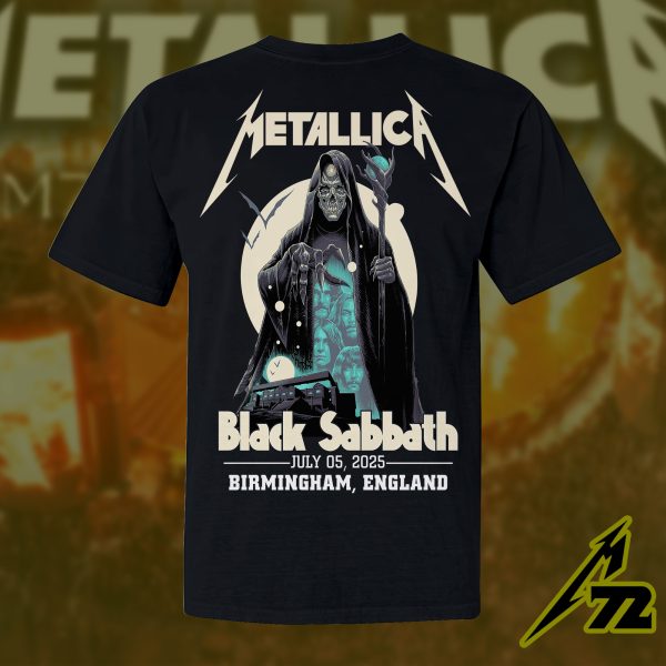 Metallica Birmingham July 05 2025 AOP Unisex T-Shirt – “Back to the Beginning” Black Sabbath Farewell Show – Villa Park Event Tee