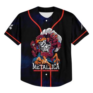 Metallica Kids Baseball Jersey Virginia 2025 Tour Lane Stadium Skull Print Metallica Quake Edition 1 - Metbrick.com
