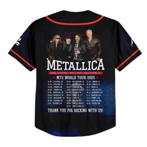 Metallica Kids Baseball Jersey Virginia 2025 Tour Lane Stadium Skull Print Metallica Quake Edition 2 - Metbrick.com