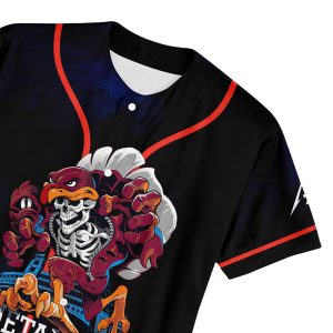 Metallica Kids Baseball Jersey Virginia 2025 Tour Lane Stadium Skull Print Metallica Quake Edition 3 - Metbrick.com