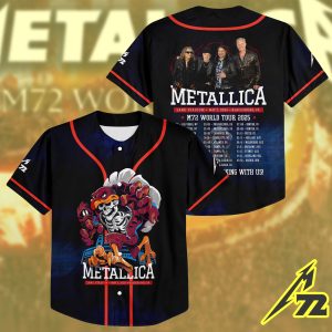 Metallica Kids Baseball Jersey – Virginia 2025 Tour – Lane Stadium Skull Print – Metallica Quake Edition