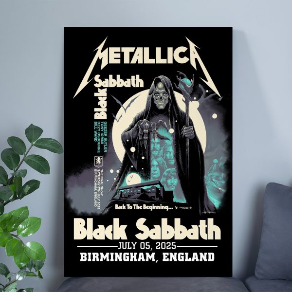 Metallica M72 World Tour Poster – July 5 2025 Birmingham England | Villa Park Setlist Canvas Wall Art