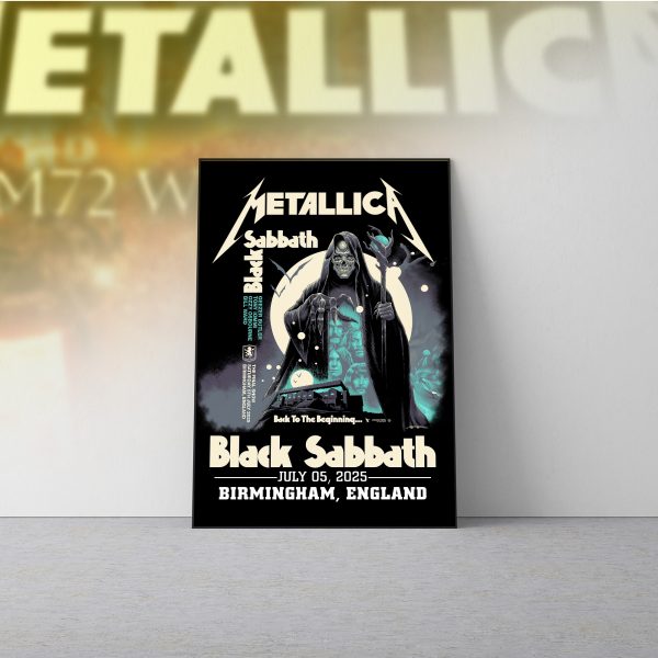 Metallica M72 World Tour Poster – July 5 2025 Birmingham England | Villa Park Setlist Canvas Wall Art