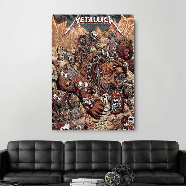 Metallica M72 World Tour Poster – June 27 2025 Denver Empower Field Night 1 Setlist | Wild Warrior Canvas Wall Art by F4D Studios
