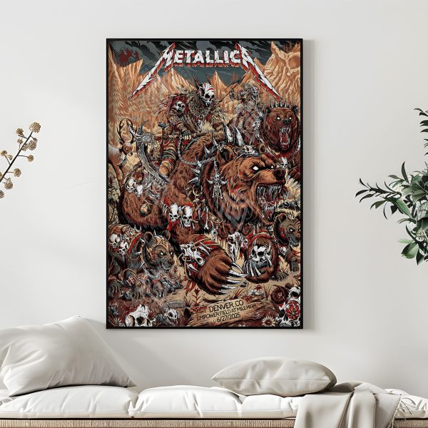 Metallica M72 World Tour Poster – June 27 2025 Denver Empower Field Night 1 Setlist | Wild Warrior Canvas Wall Art by F4D Studios