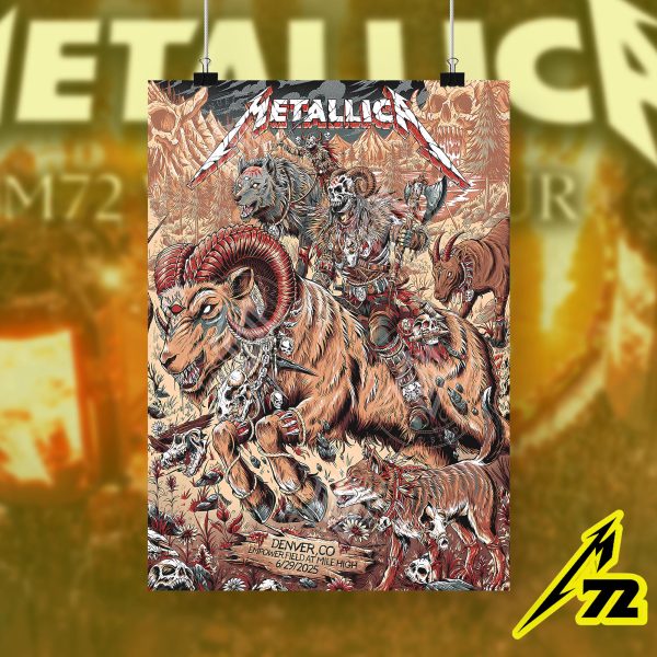 Metallica M72 World Tour Poster – June 29 2025 Denver Empower Field Night 2 | “No Repeat Weekend” Warrior Canvas Wall Art
