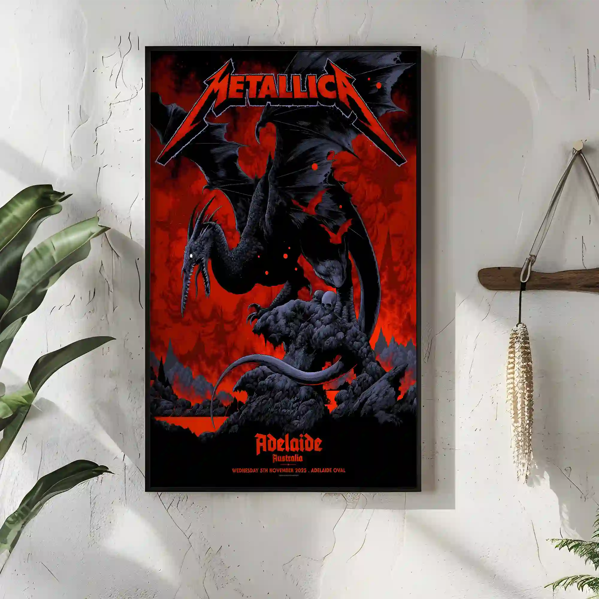 Metallica Adelaide Oval Australia 2025 concert poster artwork as a durable (Nov 05) Metallica Adelaide Oval Australia 2025 concert poster artwork as a durable (Nov 05)