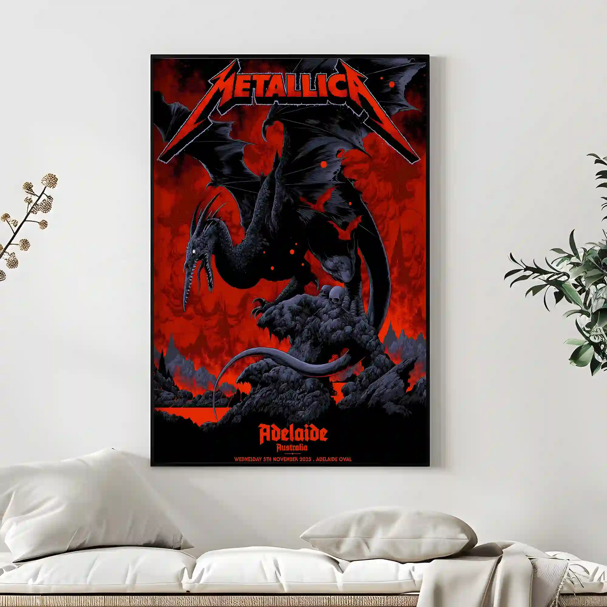 Metallica Adelaide Oval Australia 2025 concert poster artwork as a durable (Nov 05) Metallica Adelaide Oval Australia 2025 concert poster artwork as a durable (Nov 05)