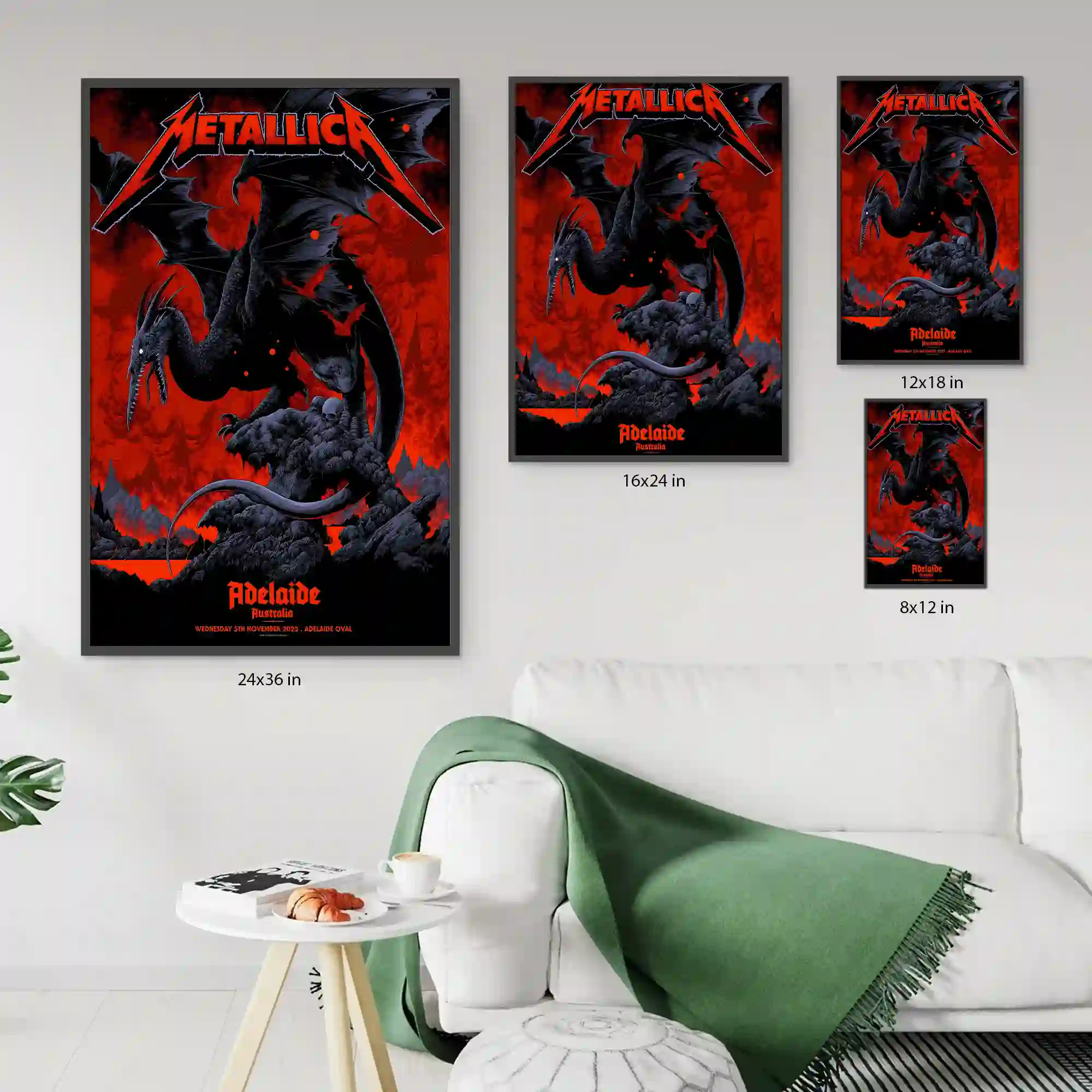 Metallica Adelaide Oval Australia 2025 concert poster artwork as a durable (Nov 05) Metallica Adelaide Oval Australia 2025 concert poster artwork as a durable (Nov 05)