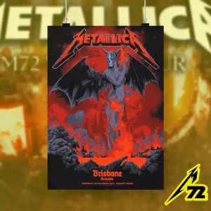 Metallica M72 Brisbane Australia 2025 Canvas Poster – Ken Taylor Tour Art Print, Suncorp Stadium (Nov 12)