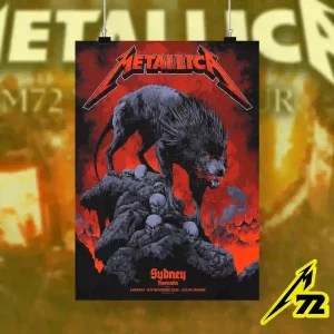 Metallica M72 Sydney 2025 Canvas Poster – Ken Taylor Exclusive Tour Artwork, Accor Stadium (Nov 15)