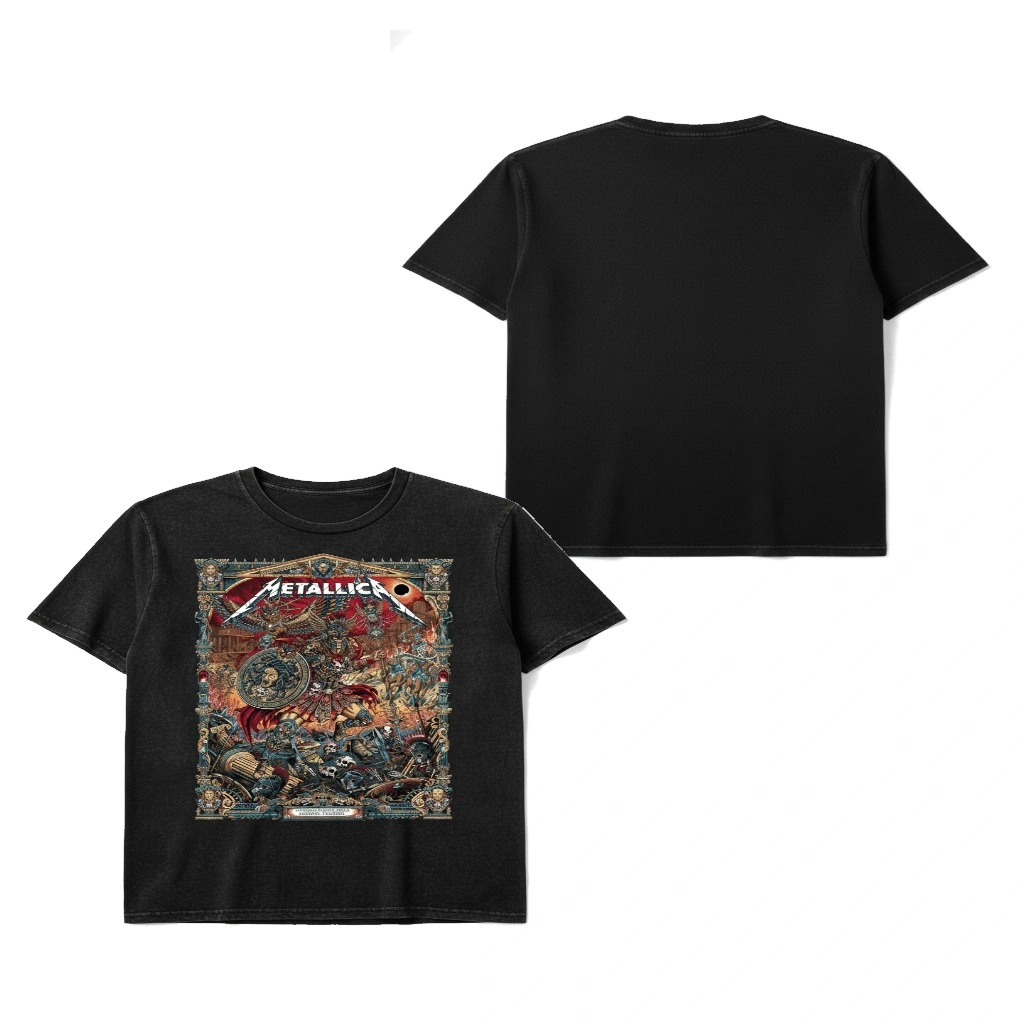 Black Metallica Tour Athens Greece Olympic Stadium May 9 2026 Acid Wash T Shirt Vintage Band Tee