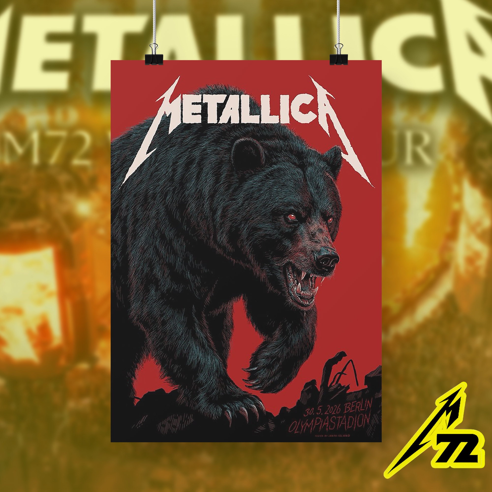 Concert Poster Metallica M72 World Tour Berlin May 30 2026 Edition Crimson Red Concert Poster Metallica M72 World Tour Berlin May 30 2026 Edition Crimson Red