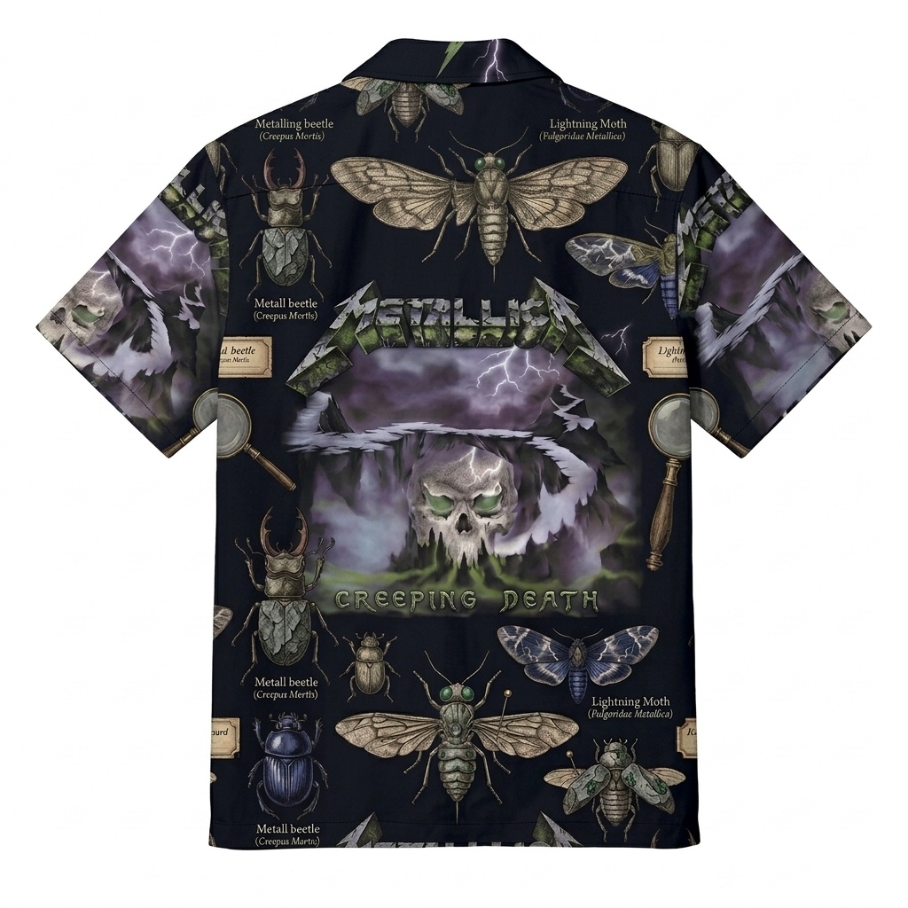 Hawaiian Shirt Metallica Creeping Death Entomology Print Black 2 - Metbrick.com