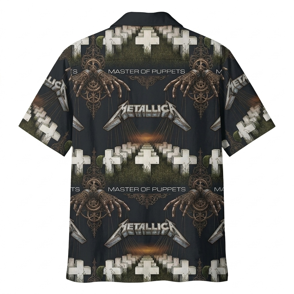 Hawaiian Shirt Metallica Master Of Puppets Graphic Print Black 2 - Metbrick.com