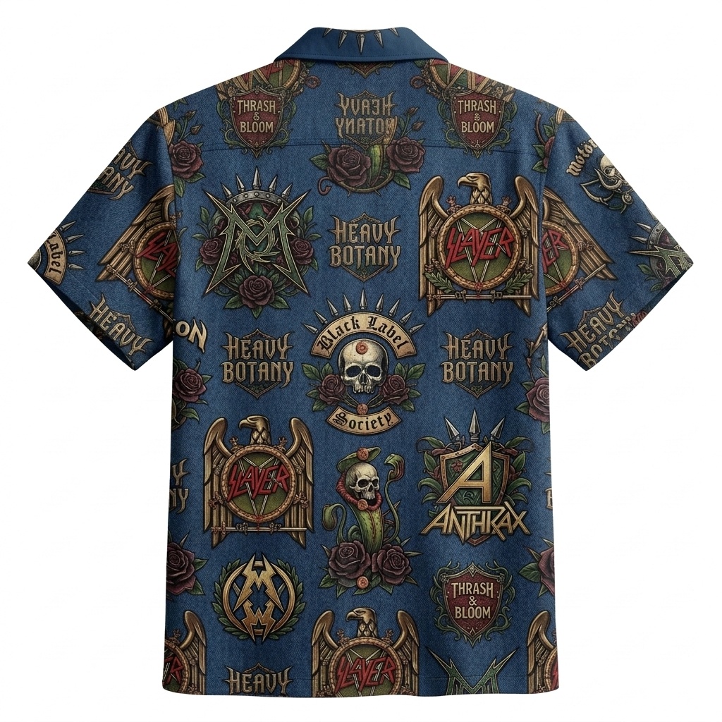 Hawaiian Shirt Thrash Bloom Vintage Heavy Metal Graphic Midnight Blue 2 - Metbrick.com
