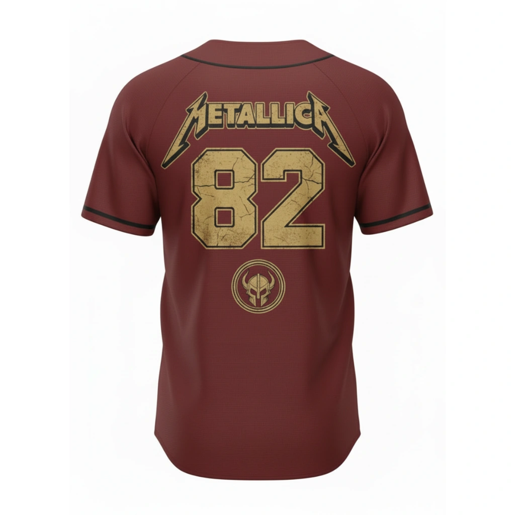 Metallica 82 Tour Athens Greece Olympic Stadium May 9 2026 Burgundy Baseball Jersey Epic Design 2 - Metbrick.com