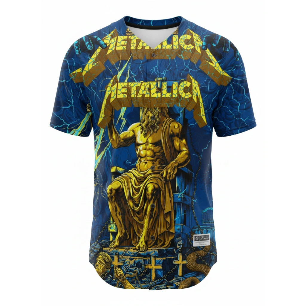 Metallica Blue Lightning Design Baseball Jersey With Jason May 09, 2026 Olympic Stadium