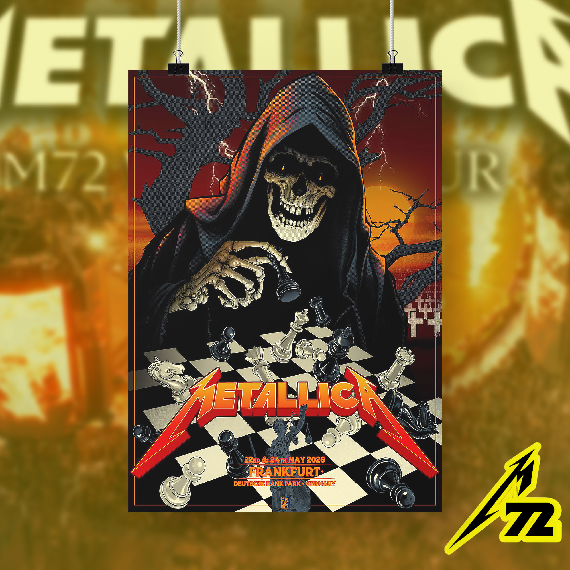 Metallica Concert Tour M72 World Tour Poster May 22-24, 2026 Frankfurt, Germany Deutsche Bank Park
