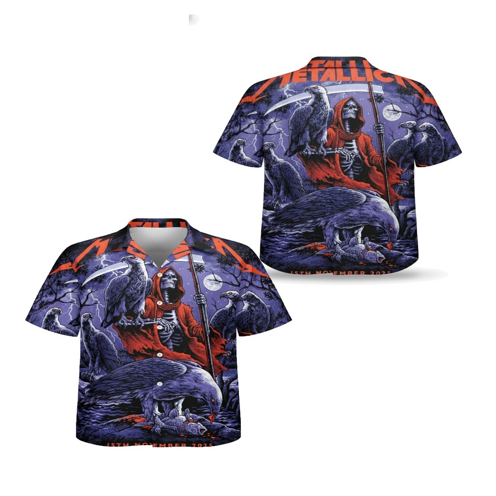 Metallica Grim Reaper Eagle Purple Hawaiian Shirt November 15, 2025 Sydney, Australia Accor Stadium