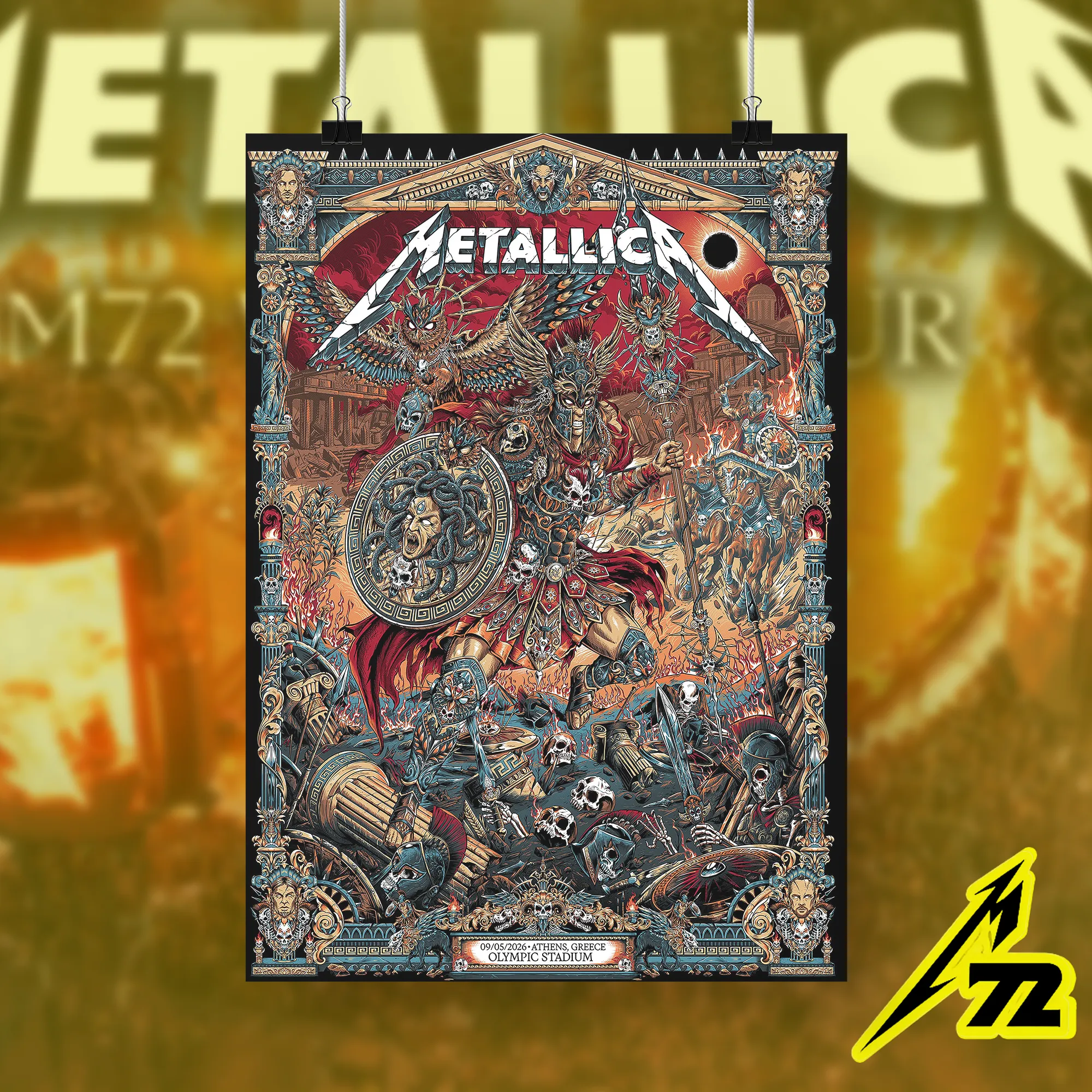 Metallica M72 Tour Athens Greece Olympic Stadium May 9 2026 Poster