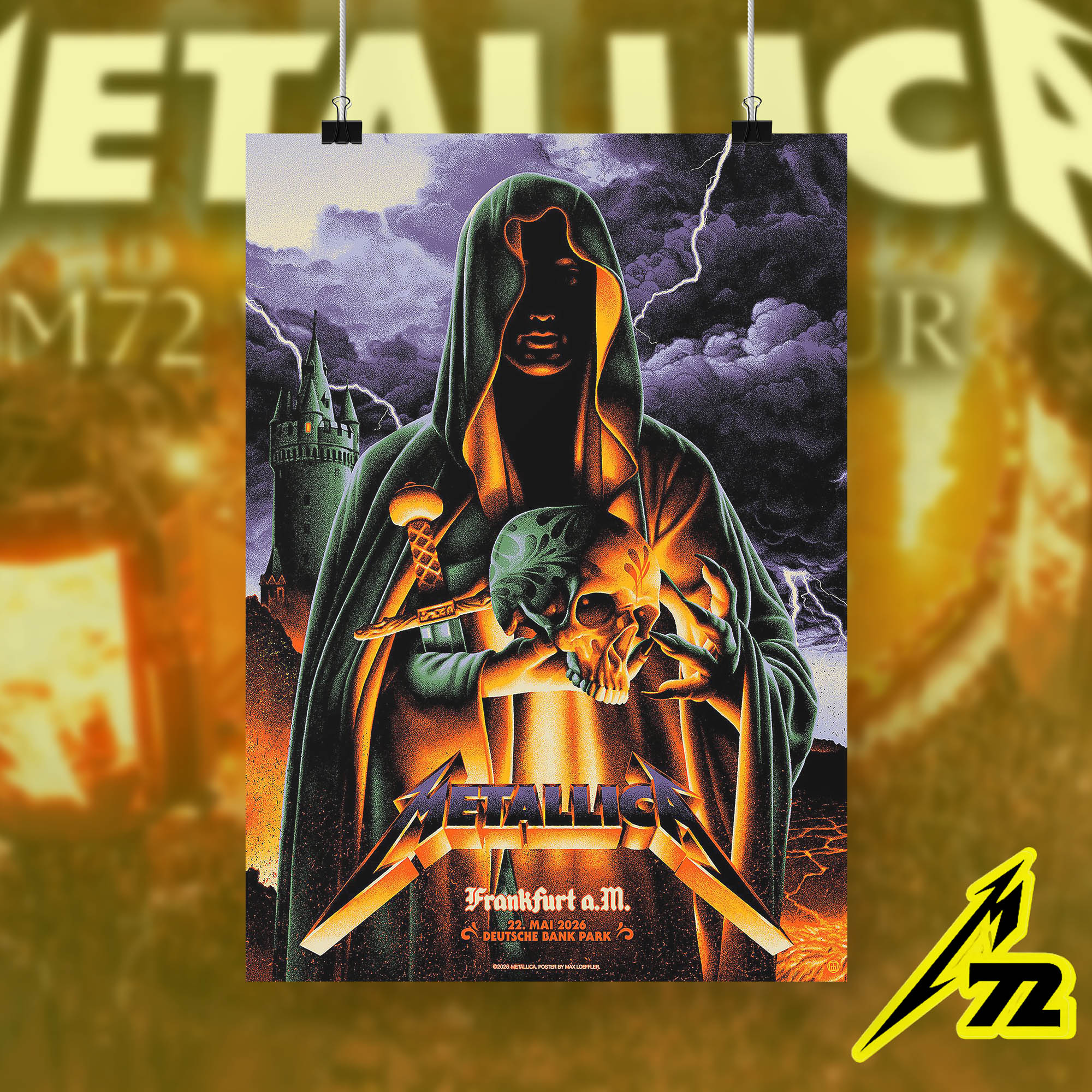 Metallica M72 Tour Frankfurt Germany 2026 Concert Poster Dark Deutsche Bank Park May 22, 2026