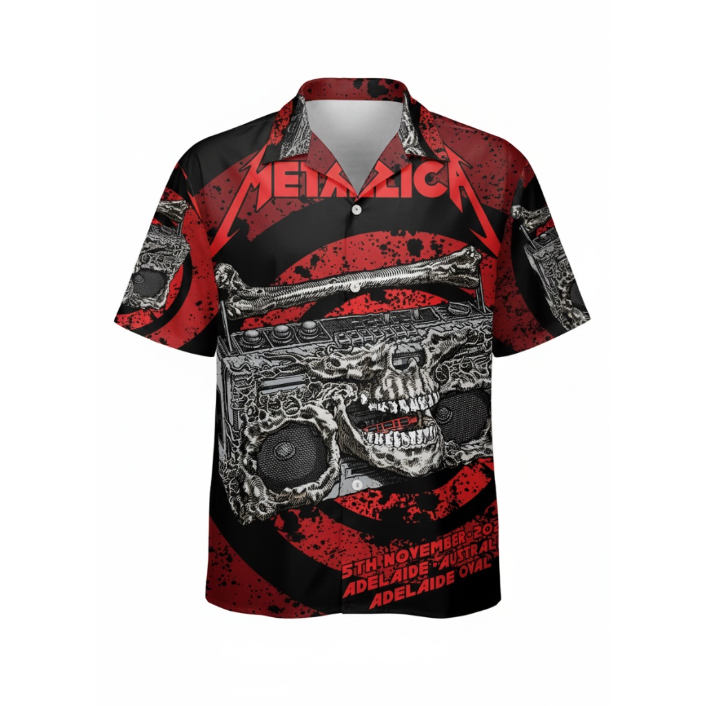 Metallica Skull Boombox Black Red Hawaiian Shirt November 05, 2025 Adelaide, Australia Metallica Skull Boombox Black Red Hawaiian Shirt November 05, 2025 Adelaide, Australia