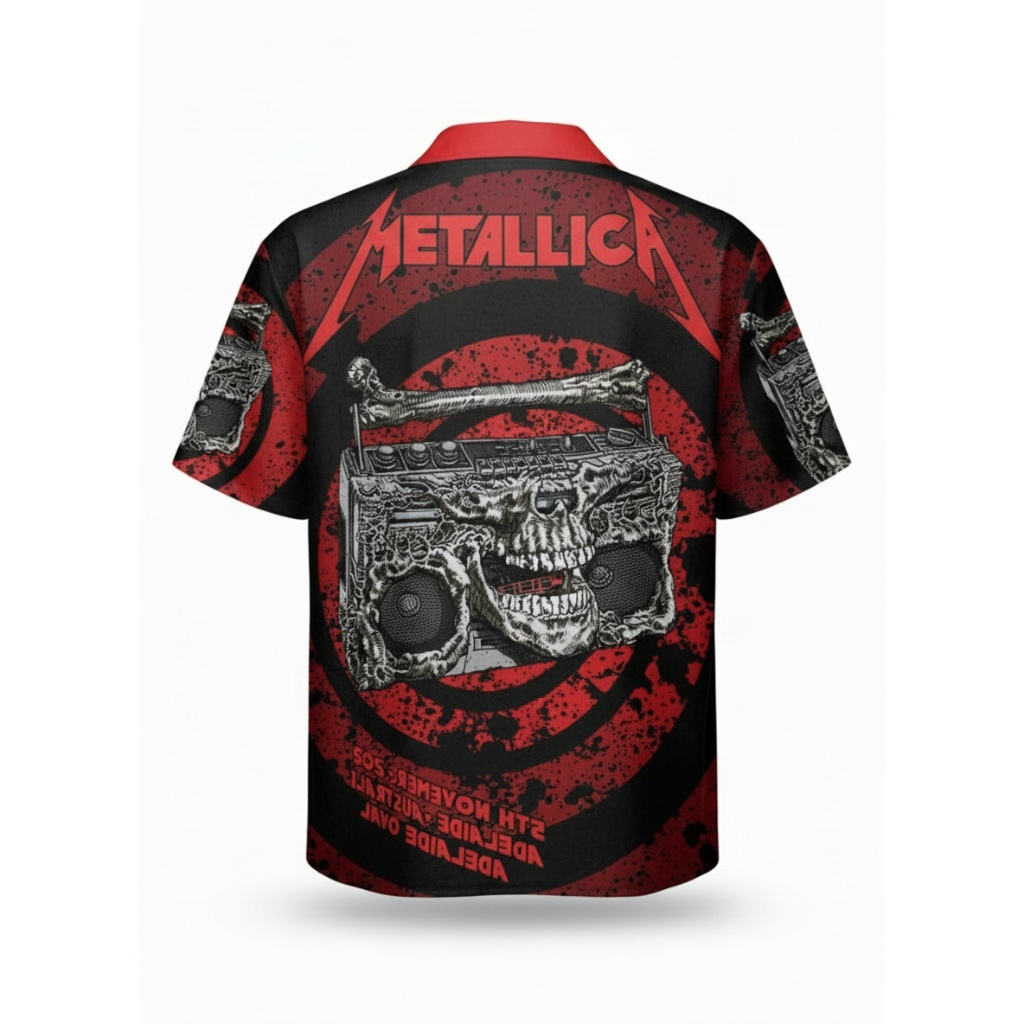 Metallica Skull Boombox Black Red Hawaiian Shirt November 05 2025 Adelaide Australia 2 - Metbrick.com