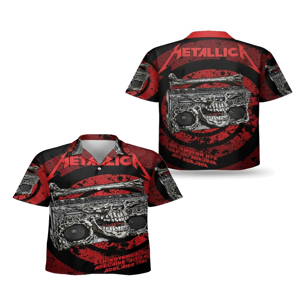 Metallica Skull Boombox Black Red Hawaiian Shirt November 05, 2025 Adelaide, Australia
