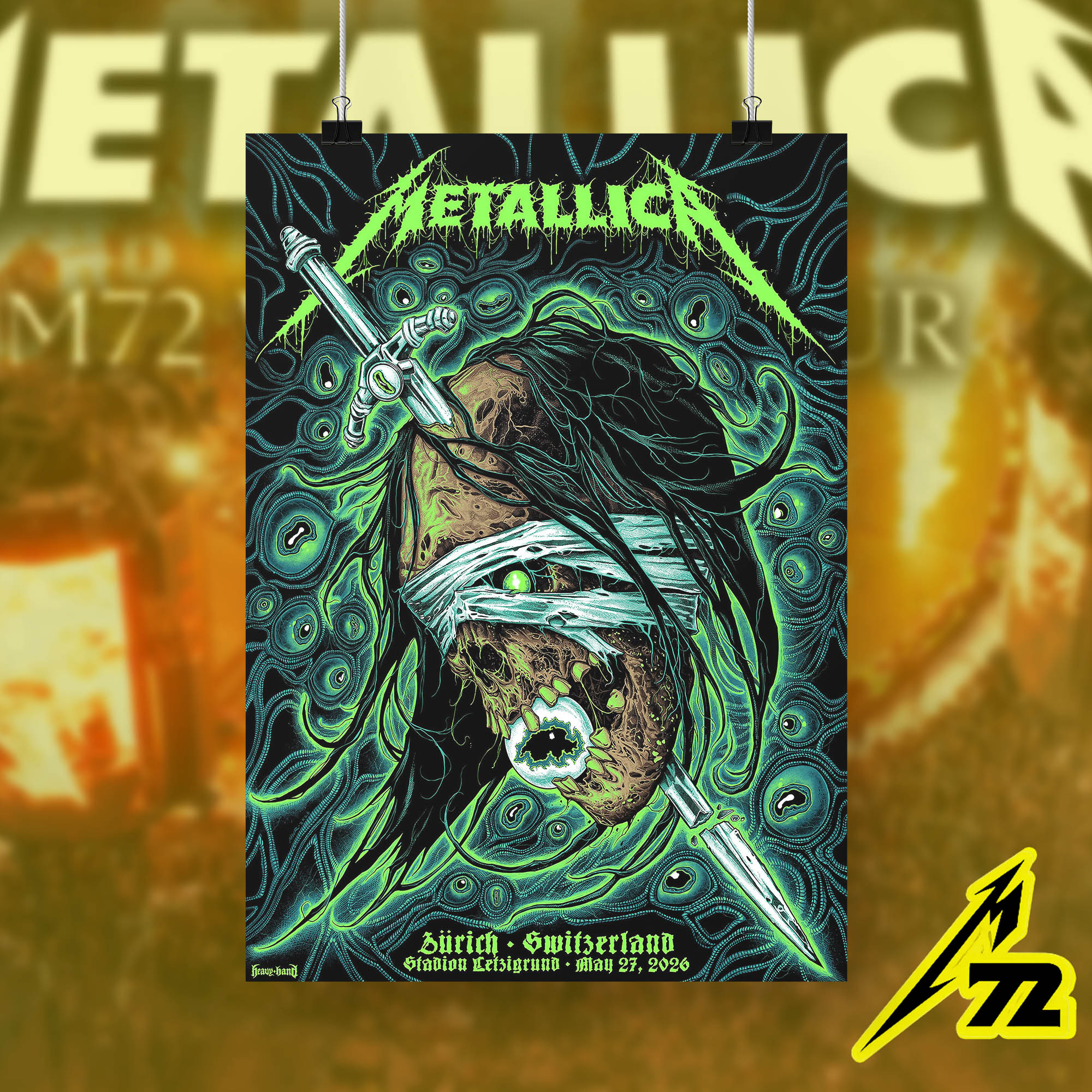 Metallica Zurich Switzerland M72 Tour Poster Stadion Letzigrund May 27, 2026 Metallica Zurich Switzerland M72 Tour Poster Stadion Letzigrund May 27, 2026