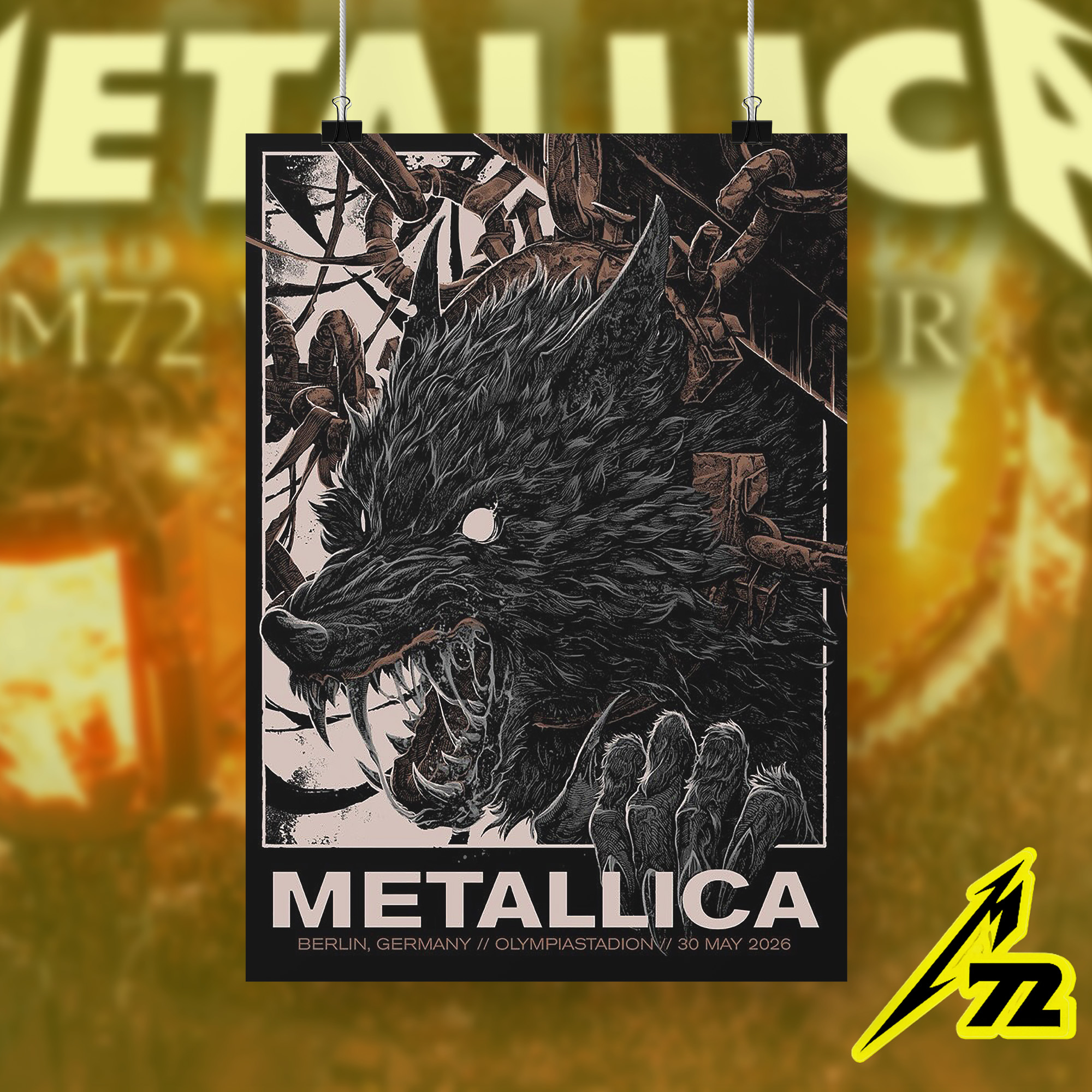 Poster Metallica M72 World Tour Berlin 2026 Black and Cream Poster Metallica M72 World Tour Berlin 2026 Black and Cream